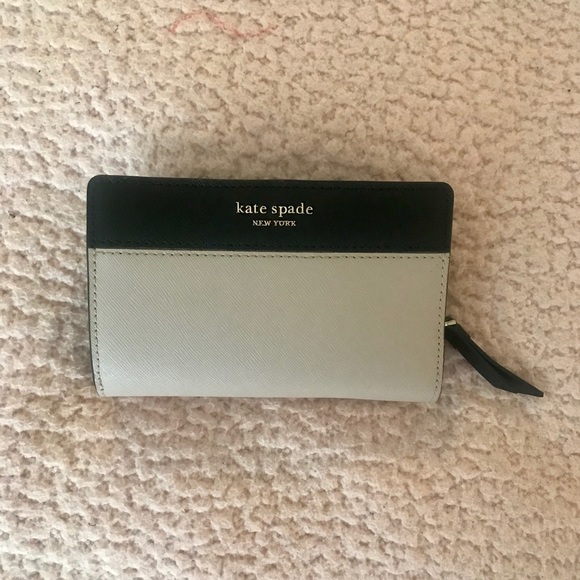 kate spade Handbags - Kate Spade Taupe/Black two toned zip up wallet